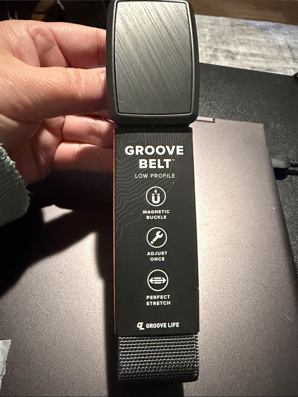 Groove Belt Low Profile Magnetic Buckle Belt — Black size large 38 inches